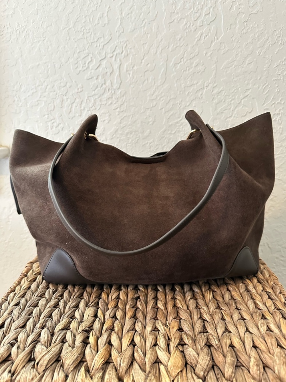 Brown Faux Suede Shoulder Tote - Classic Everyday Carry